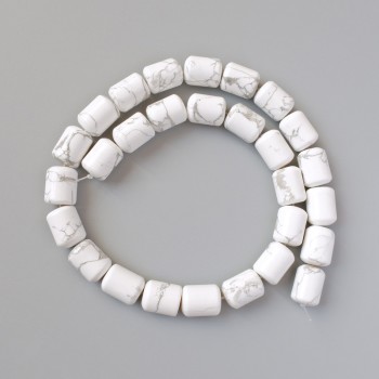 Korálky z kaholongu, přírodní kámen, cylindrické, průměr 10x14 mm, délka 38 cm, na niti
