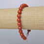 Náramek z červeného jaspisu (lisované) hladké kuličky, průměr 8,5 mm, délka 19–24 cm (stříbrné zapínání)