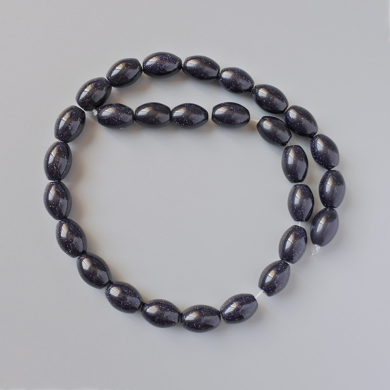Korálky aventurín Noční Kaíra (syntetické) oválné, průměr 10×14 mm, délka 40 cm na vlascu