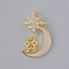 Фурнітура Кулон "Місяць" Перламутр та білі стрази, золотистий колір металу, діаметр 21, 5х14мм