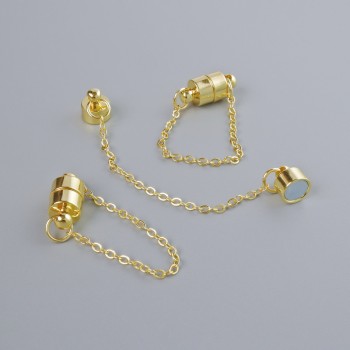 Magnetické zapínání, průměr 13×6 mm, zlatá barva kovu s řetízkem, délka 5 cm