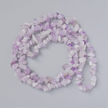 Korálky levandulového ametystu, drobná zrnka z přírodního kamene, průměr 8×4 mm, délka cca 80 cm, na niti