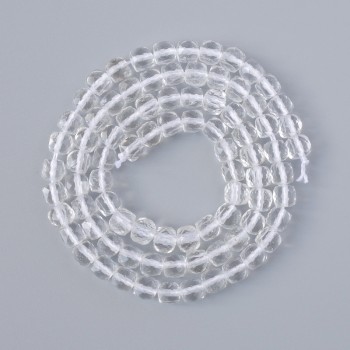 Korálky z horského křišťálu, facetované kostky, přírodní kámen, průměr 4,5 mm, délka cca 39 cm, navlečené na niti