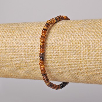 Náramek z tygřího oka z přírodního kamene, hladké rondely, průměr 4 × 2 mm, délka 18 cm ± (elastický)