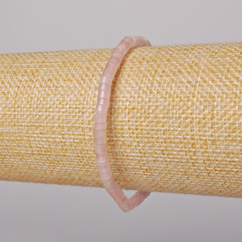 Náramek z růžového křemene, přírodní kámen, facetovaný, průměr 4×2 mm, délka cca 18 cm (elastický)