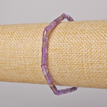 Náramek z ametystu, přírodní kámen, broušené korálky 4×4 mm, délka 18 cm, elastický