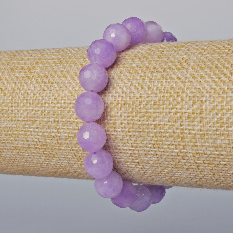 Náramek levandulový ametyst, přírodní kámen, broušené kuličky, průměr 10 mm, délka 18 cm (elastický)