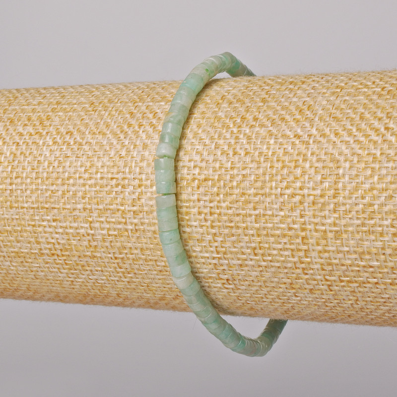 Náramek z amazonitu, přírodní kámen, rondelové korálky 4×2 mm, délka 18 cm, elastický