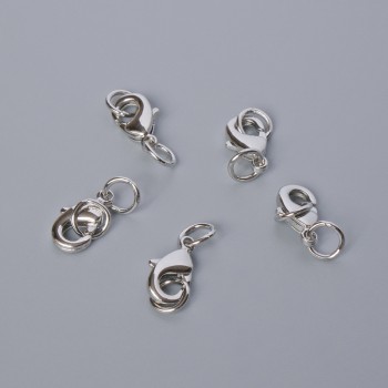 Karbínové zapínání, rozměr 12×6 mm, stříbrná barva kovu, 1 ks