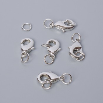 Karabinkové zapínání, průměr 15×8 mm, stříbrné barvy kovu, 1 ks