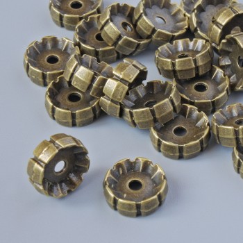 Kovová korálková vložka, průměr 10×3,5 mm, otvor 2 mm, balení 22 ks, bronzová barva kovu