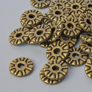 Bronzová korálková vložka 9×1,5 mm, průměr otvoru 2,3 mm, balení 40 ks ±
