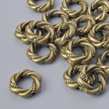 Korálka-vložka, průměr 11×3 mm, dírka 1,1 mm, balení 16 ks ± bronzová barva kovu