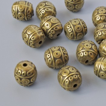 Kovová korálková vložka, průměr 7,5×7 mm, průměr dírky 1,2 mm, balení 14 ks ± bronzová barva kovu