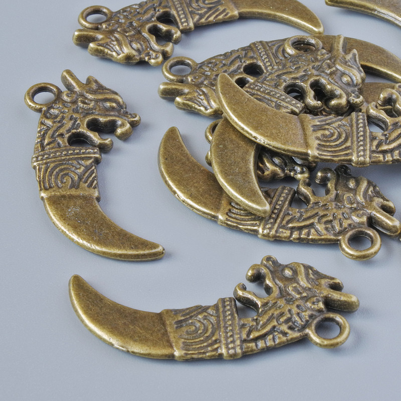 Přívěsek «Kinžál», bronzová barva kovu, průměr 29×13 mm, průměr otvoru 2,1 mm, balení 10 ks ±