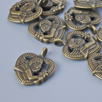 Přívěšek „Srdce“, bronzové barvy, průměr 20×16 mm, otvor 1,8 mm, balení 9 ks ±