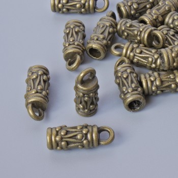 Koncovka, průměr 13×5 mm, průměr otvoru 2 mm a 2,7 mm, balení 20 ks ± bronzová barva kovu