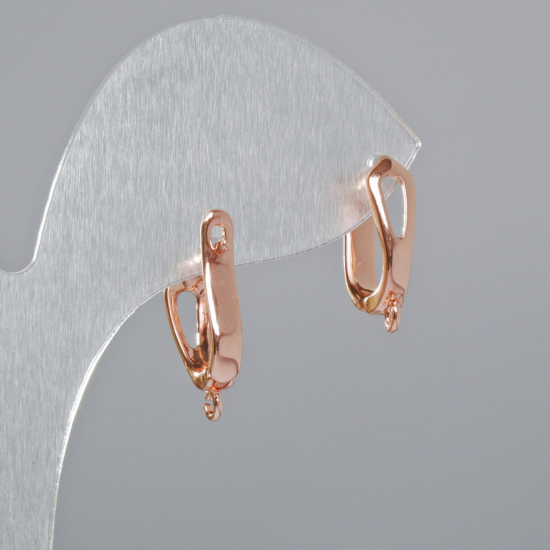 Háčky na náušnice barva kovu růžové zlato 17×12×5 mm, 1 pár