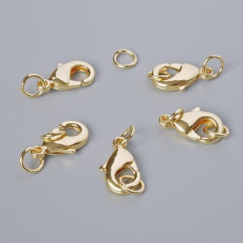 Karabina zapínání, průměr 12×6 mm, zlatistá barva kovu, 1 ks