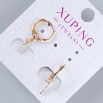 Náušnice Xuping se bílými kamínky, průměr 7×2 mm, délka 23 mm, pozlacení 18K