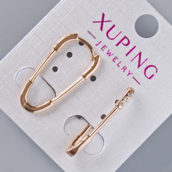 Náušnice Xuping s bílými kamínky, průměr 26,5 mm, 5×2 mm, 18K pozlacené