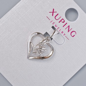 Přívěsek „Srdce“ Xuping, průměr 15×15 mm, délka 20 mm, rhodiové pokovení