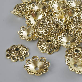 Koncovka pro šperky, průměr 12×2 mm, průměr otvoru 2,3 mm, balení 20 g, světle-zlatá barva kovu