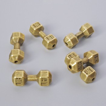 Фурнітура намистина Гантеля, діаметр 8х19, 5мм+-, фас. 6шт. +- бронзовий колір металу