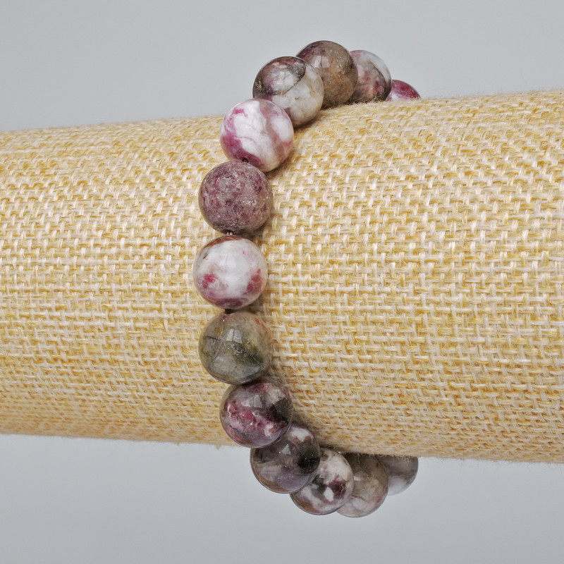 Náramek z turmalínu, přírodní kámen, hladká korálka, průměr 10 mm ±, délka 18 cm ± (elastický)