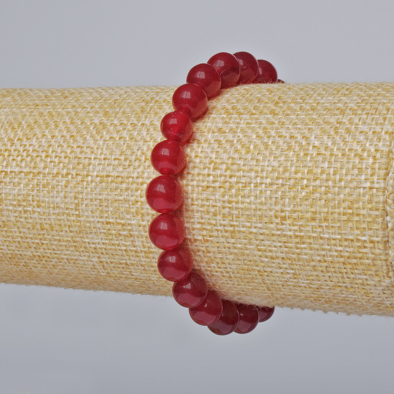 Náramek z umělého turmalínu (hladká kulička), průměr 8 mm ±, délka 18 cm ± (elastický)