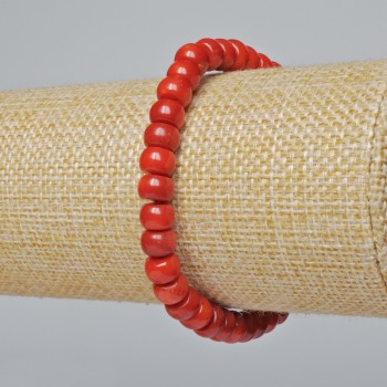 Náramek z přírodního korálu, hladké rondelky, průměr 7×5 mm, délka 18 cm, elastický