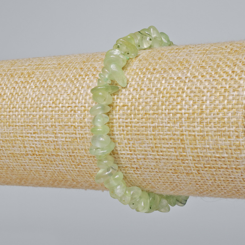 Náramek z prehnitu, přírodní kámen, drobné zrnka, průměr 6×3 mm+, délka 18 cm± (elastický)