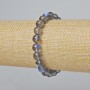 Náramek z opálového skla – hladké kuličky, barva šedá, průhledný efekt chameleona, průměr 8 mm, délka 18 cm +/- (elastický)