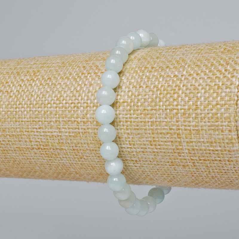 Náramek Akvamarín (umělý akryl) hladké kuličky, průměr 6 mm ±, délka 18 cm ± (elastický)