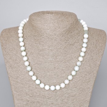 Náhrdelník z hemimorfitu, přírodní kámen, hladká kulička, průměr 8,5 mm ±, délka 45–48 cm