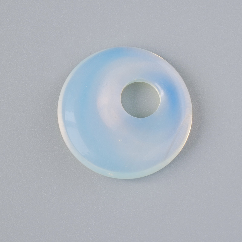 Přívěšek ve tvaru donutu z měsíčního kamene (syntetický), průměr 18×5 mm ±, otvor 5 mm ±