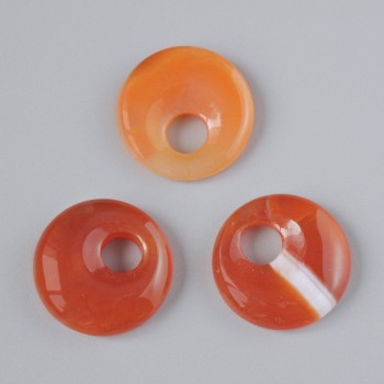 Přívěšek ve tvaru donutu z karneolu, přírodní kámen, rozměr 18×5 mm, otvor 5 mm
