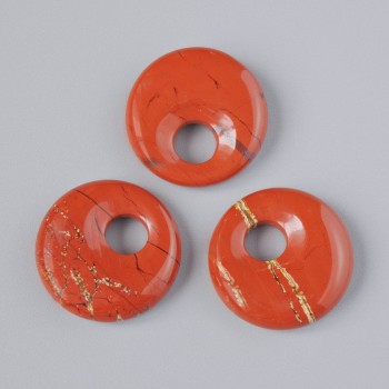 Přívěšek donutového tvaru z červeného jaspisu, přírodní kámen, průměr 18×5 mm ±, otvor 5 mm ±