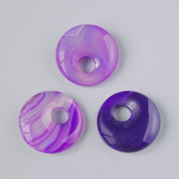 Підвіска пончик (бублик) Агат фіолетовий натуральний камінь, діаметр 18х5мм+-, діаметр отвору 5мм+
