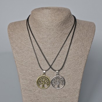 Парні кулони "Дерево" бронзовий та сріблястий метал 35х31мм+ -, довжина 45-50см+