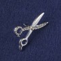 Brož «Nůžky» s bílými krystaly, stříbrný kov 31 × 21 mm+
