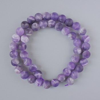 Korálky z ametystu, matný přírodní kámen, hladká kulička, průměr 8,5 mm ±, délka 37 cm ± na niti