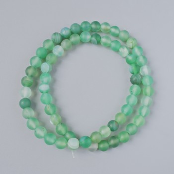 Korálky z matného zeleného achátu, přírodního kamene, hladké kuličky, průměr 6 mm ±, délka 38 cm ±, na niti