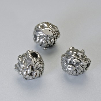 Korálka-vložka „Drak“, průměr 10×10 mm, otvor průměru 2,4 mm, stříbrná barva kovu, 1 ks