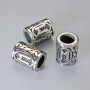 Kovová korálka Skandinávská runa, průměr 13×10 mm, otvor 6 mm, stříbrná barva kovu, 1 ks