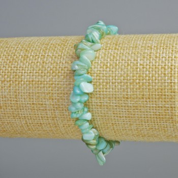 Náramek z modré perleti, drobná zrnka, průměr 7×2 mm, délka 18 cm (elastický)