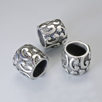 Vložená korálka – příslušenství, průměr 12×13 mm, dírka cca 8,4 mm, stříbrný odstín kovu, 1 ks