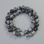 Korálky ze sněhového obsidiánu 'Slzy Apačů', přírodní kámen, brusované korálky, průměr 10 mm, délka cca 37 cm, na niti