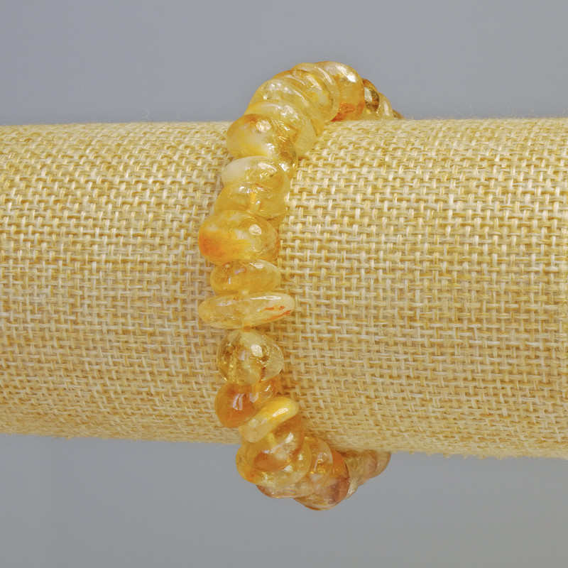 Náramek z přírodního citrínu, fasetované korálky 8×5 mm ± na elastické šňůře, délka 18 cm