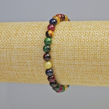 Náramek z kočičího oka – mix barev, přírodní kámen, hladké kuličky, průměr 6,5 mm ± (elastický), délka 18 cm+